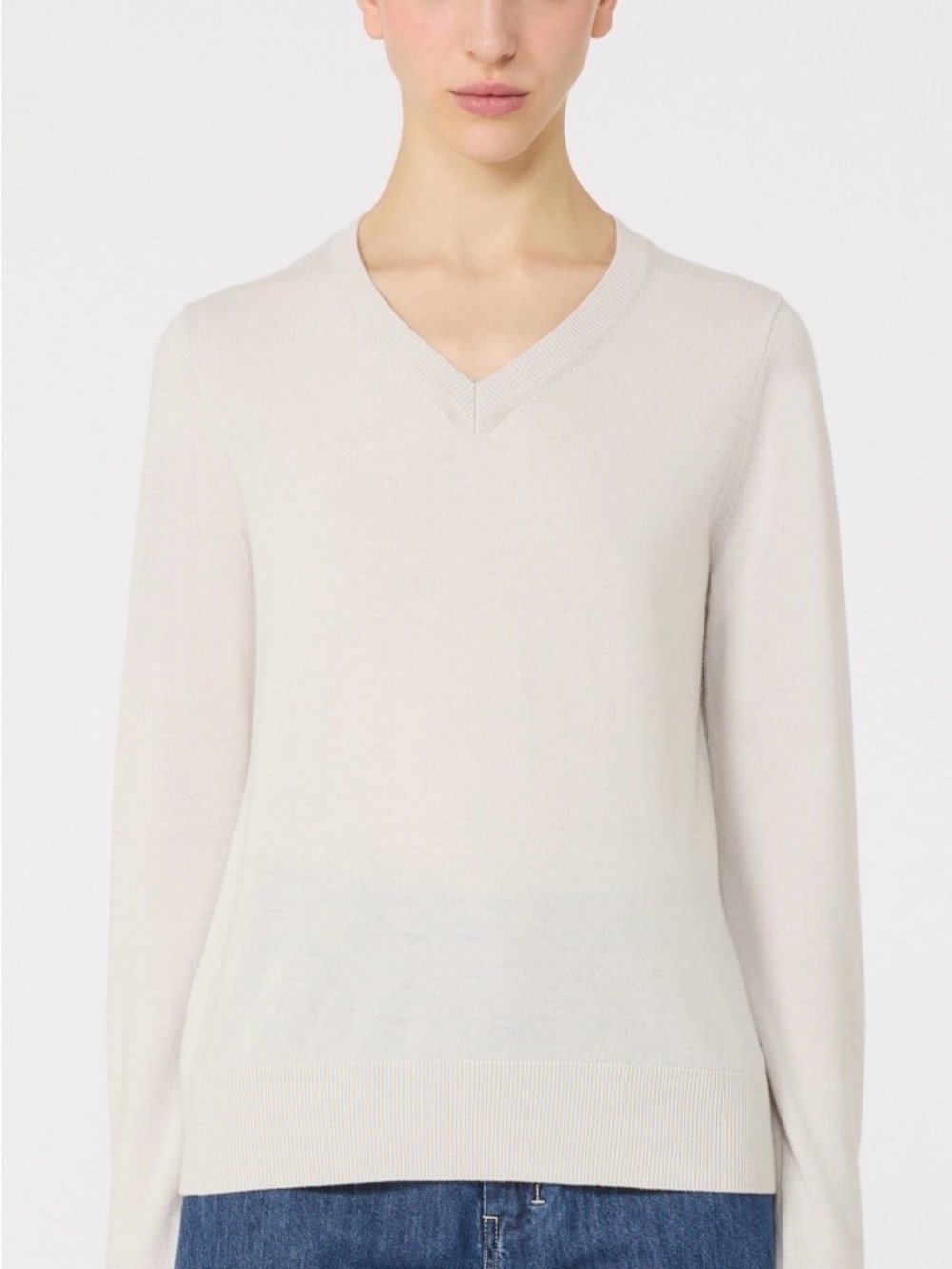 MaxMara Cream V-Neck Wool Sweater